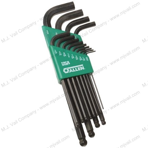 13PC BALL POINT LONG ARM HEX KEY SET IN PLASTIC HOLDER; .050" -